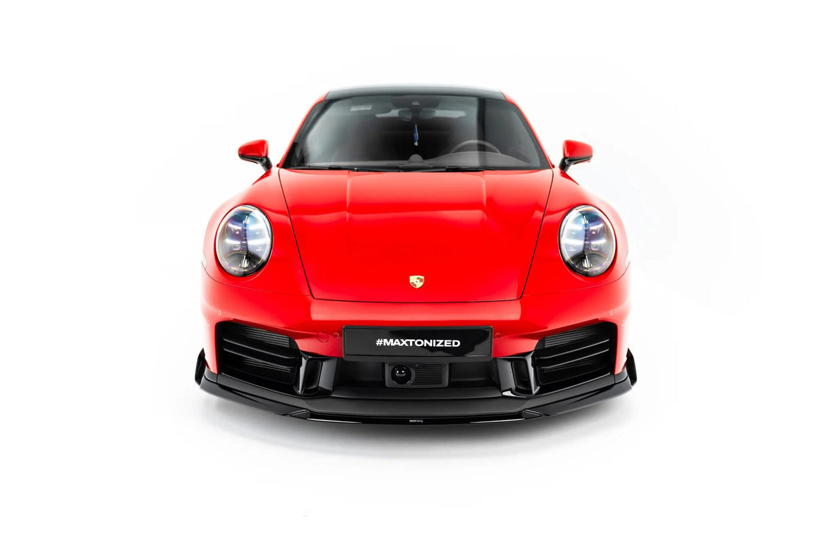 Maxton Design Street+ Spoilerlippe Front Ansatz für Porsche 911 Carrera Aero / Carrera GTS 992 Facelift [2025-] | Schwarz Hochglanz | ABS-Kunststoff