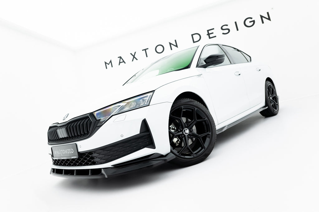 Maxton Design Street+ Spoilerlippe Front Ansatz passend für Skoda Octavia Sportline Liftback / Combi Mk4 Facelift schwarz Hochglanz