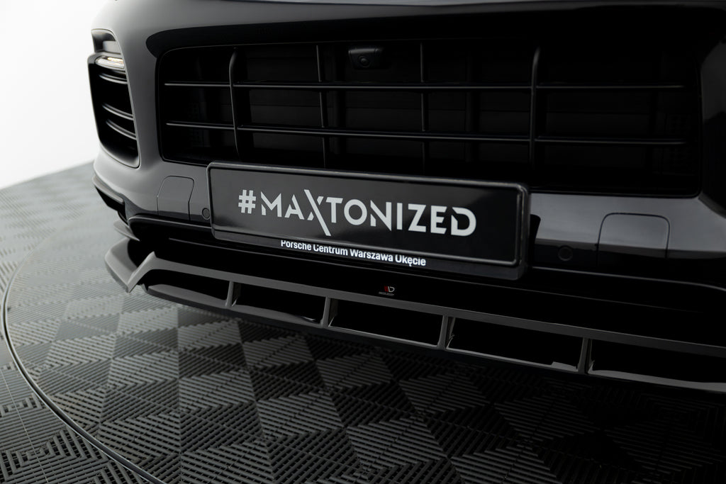 Maxton Design Street+ Spoilerlippe Front Ansatz passend für Porsche Cayenne Sport Design SUV / Coupe Mk3 schwarz Hochglanz