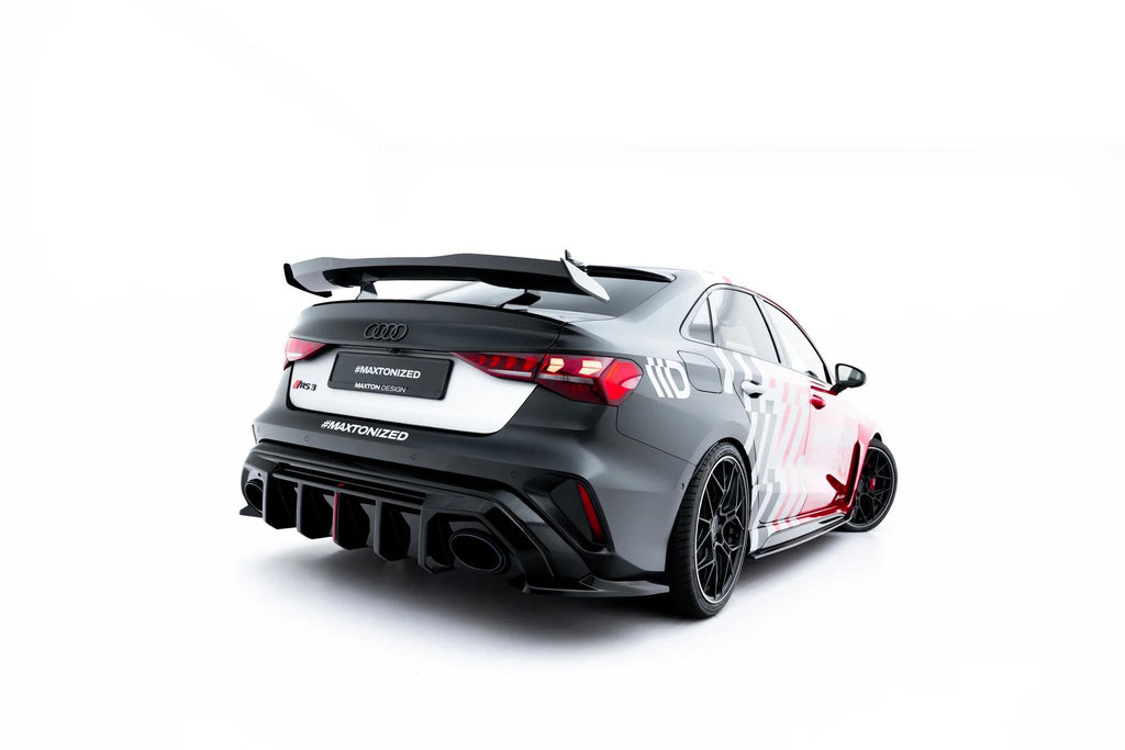 Maxton Design Heck Ansatz Flaps Diffusor V.1 passend für Audi RS3 Limousine 8Y Facelift schwarz Hochglanz