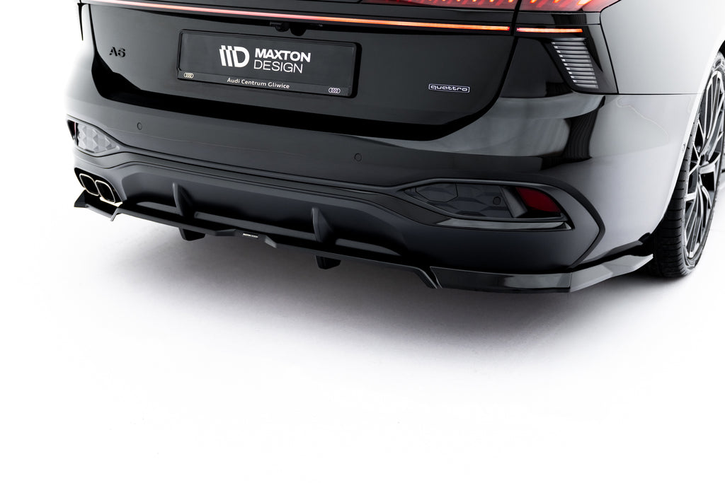 Maxton Design Street+ Mittlerer Diffusor RACE passend für V.1 Audi A6 S-Line C9 schwarz Hochglanz