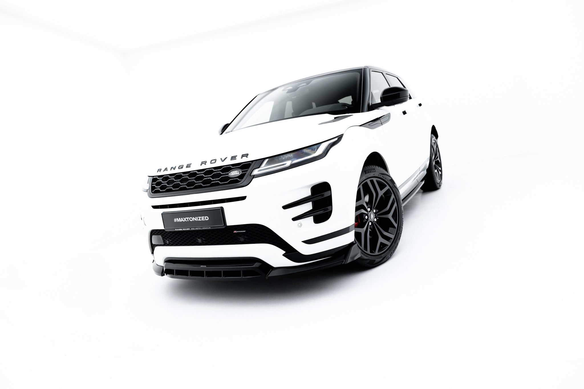 Maxton Design Street+ Spoilerlippe Front Ansatz passend für Land Rover Range Rover Evoque Dynamic Mk2 schwarz Hochglanz
