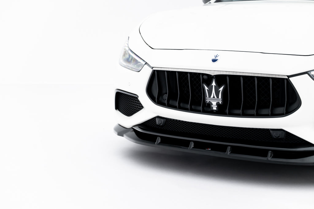 Maxton Design Street+ Spoilerlippe Front Ansatz passend für Maserati Ghibli Modena Mk3 Facelift schwarz Hochglanz
