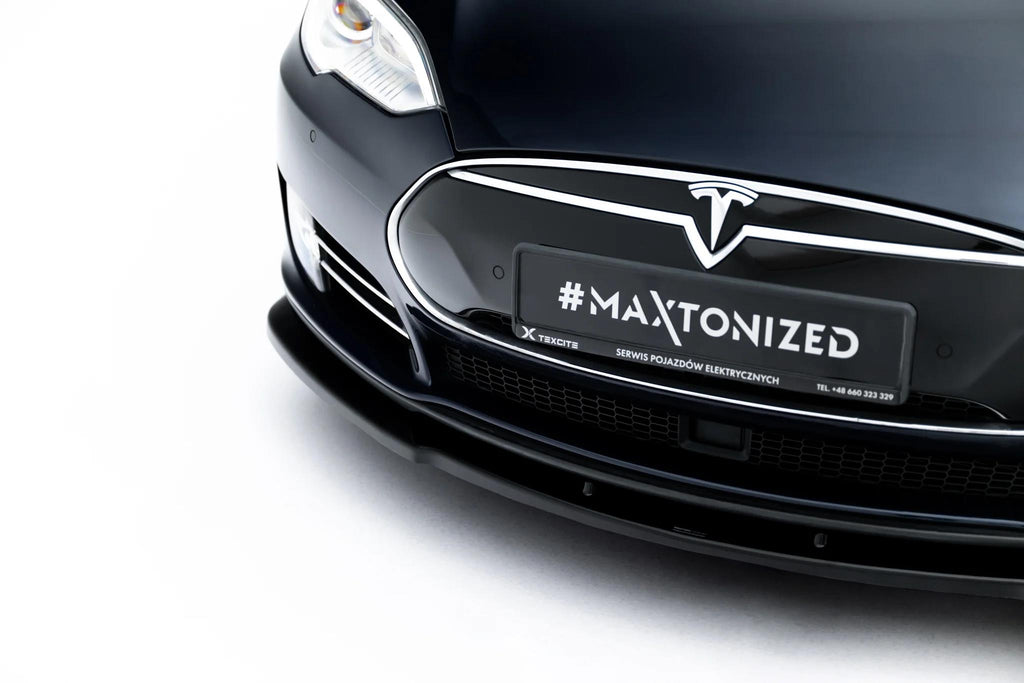 Maxton Design Street+ Spoilerlippe Front Ansatz V.1 passend für Tesla Model S Mk1 schwarz Hochglanz