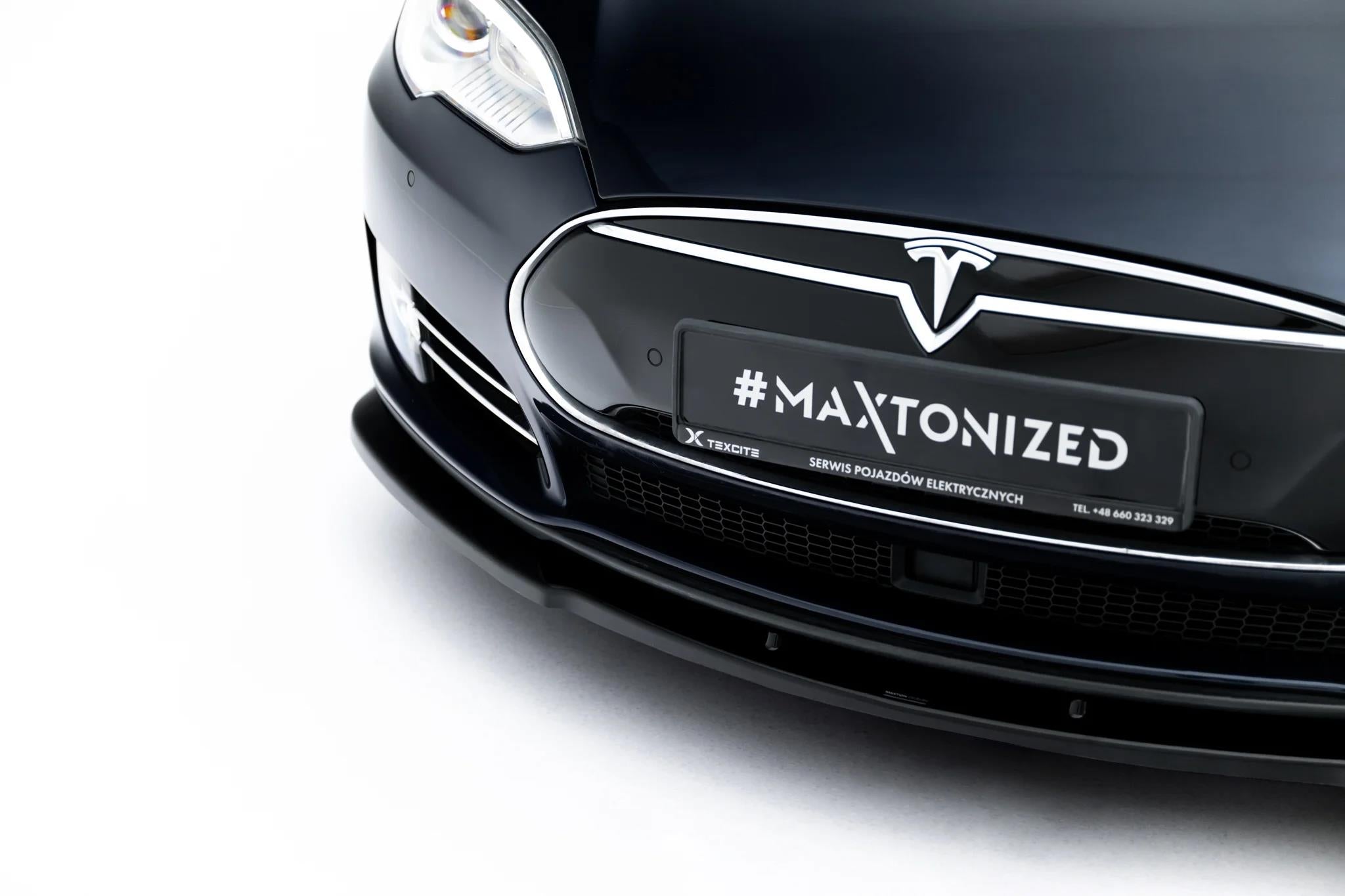 Maxton Design Street+ Spoilerlippe Front Ansatz V.1 passend für Tesla Model S Mk1 schwarz Hochglanz