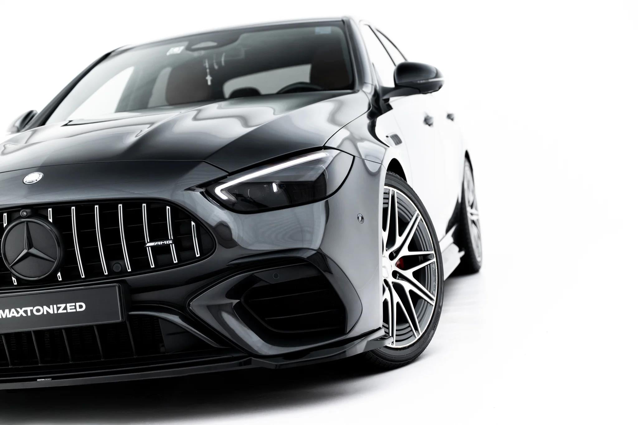 Maxton Design Street+ Spoilerlippe Front Ansatz V.2 passend für Mercedes-AMG C63 Limousine / Kombi W206 / S206 schwarz Hochglanz