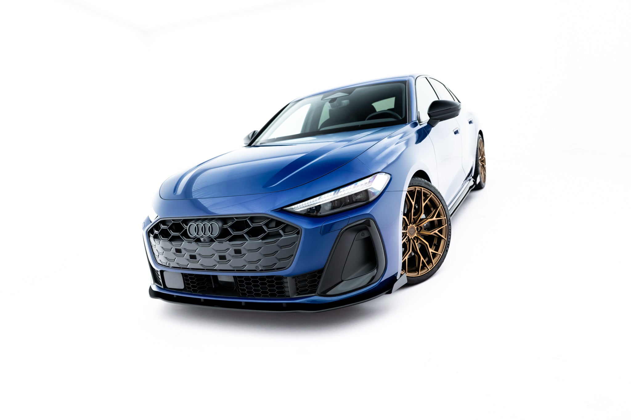 Maxton Design Street Pro Street+ Spoilerlippe Front Ansatz + Flaps passend für Audi A5 S-Line / S5 Limousine / Avant B10 schwarz Hochglanz