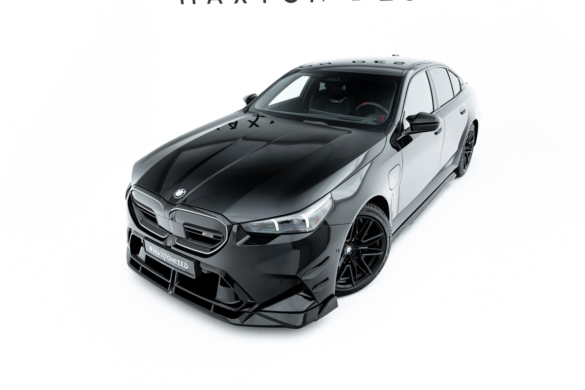 Maxton Design Street+ Spoilerlippe Front Ansatz V.2 passend für BMW M5 Limousine / Touring G90 schwarz Hochglanz