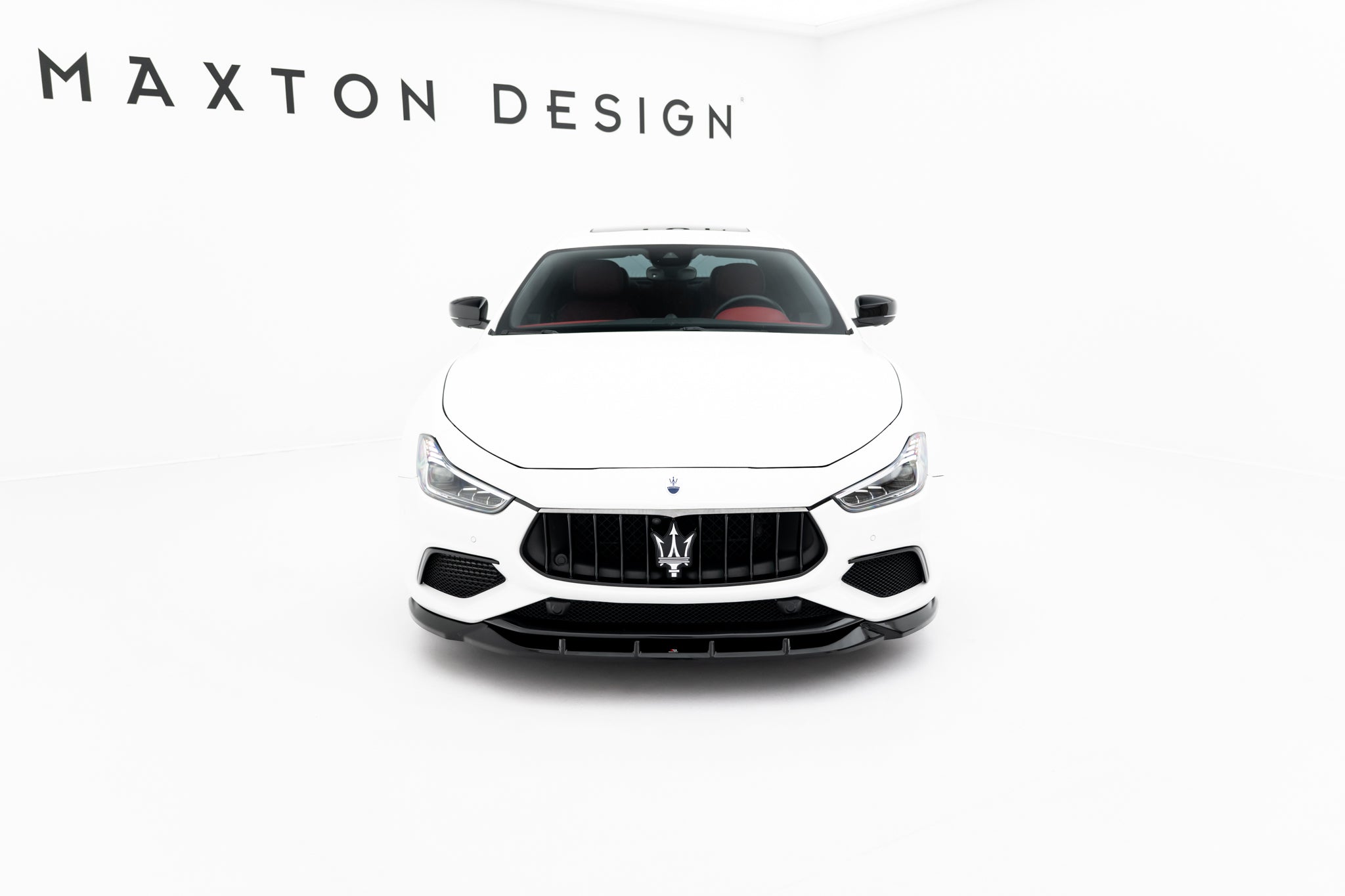 Maxton Design Street+ Spoilerlippe Front Ansatz passend für Maserati Ghibli Modena Mk3 Facelift schwarz Hochglanz
