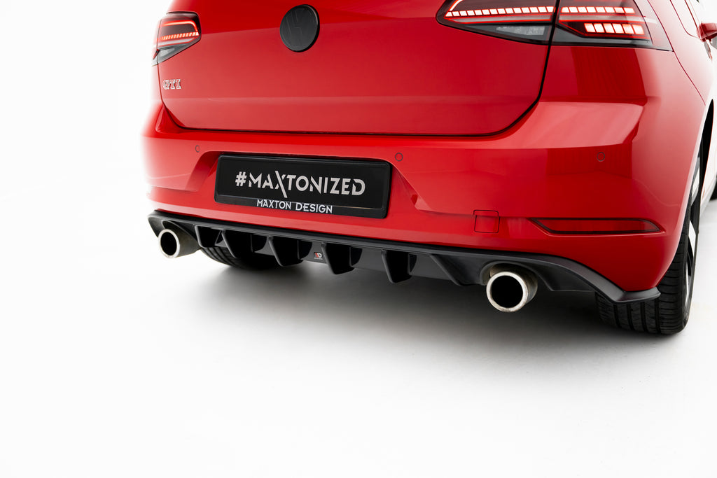 Maxton Design Diffusor Heck Ansatz passend für VW GOLF 7 GTI FACELIFT schwarz Hochglanz