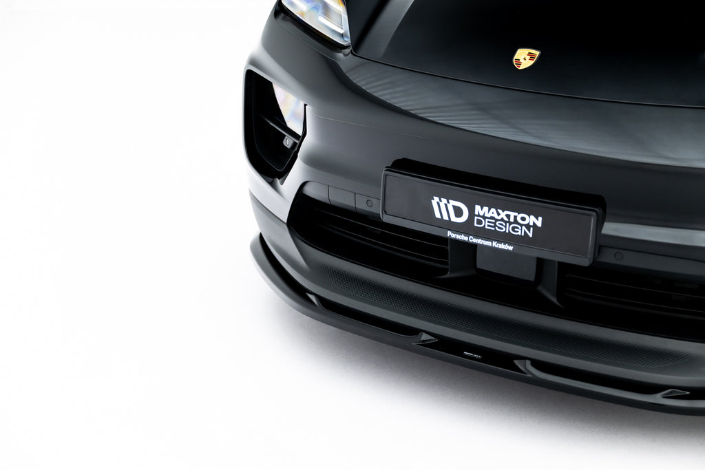 Maxton Design Street+ Spoilerlippe Front Ansatz passend für Porsche Macan EV Mk1 schwarz Hochglanz