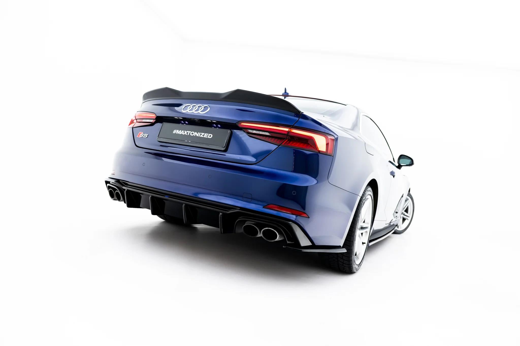 Maxton Design Heck Ansatz Flaps Diffusor V.2 Passend für Audi S5 Coupe F5 Schwarz Hochglanz