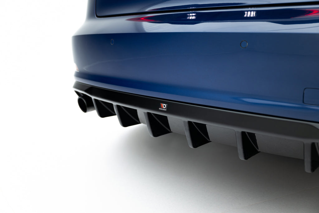 Maxton Design Diffusor Heck Ansatz passend für Audi A3 Limousine 8V (Einzelauspuff li. re.)