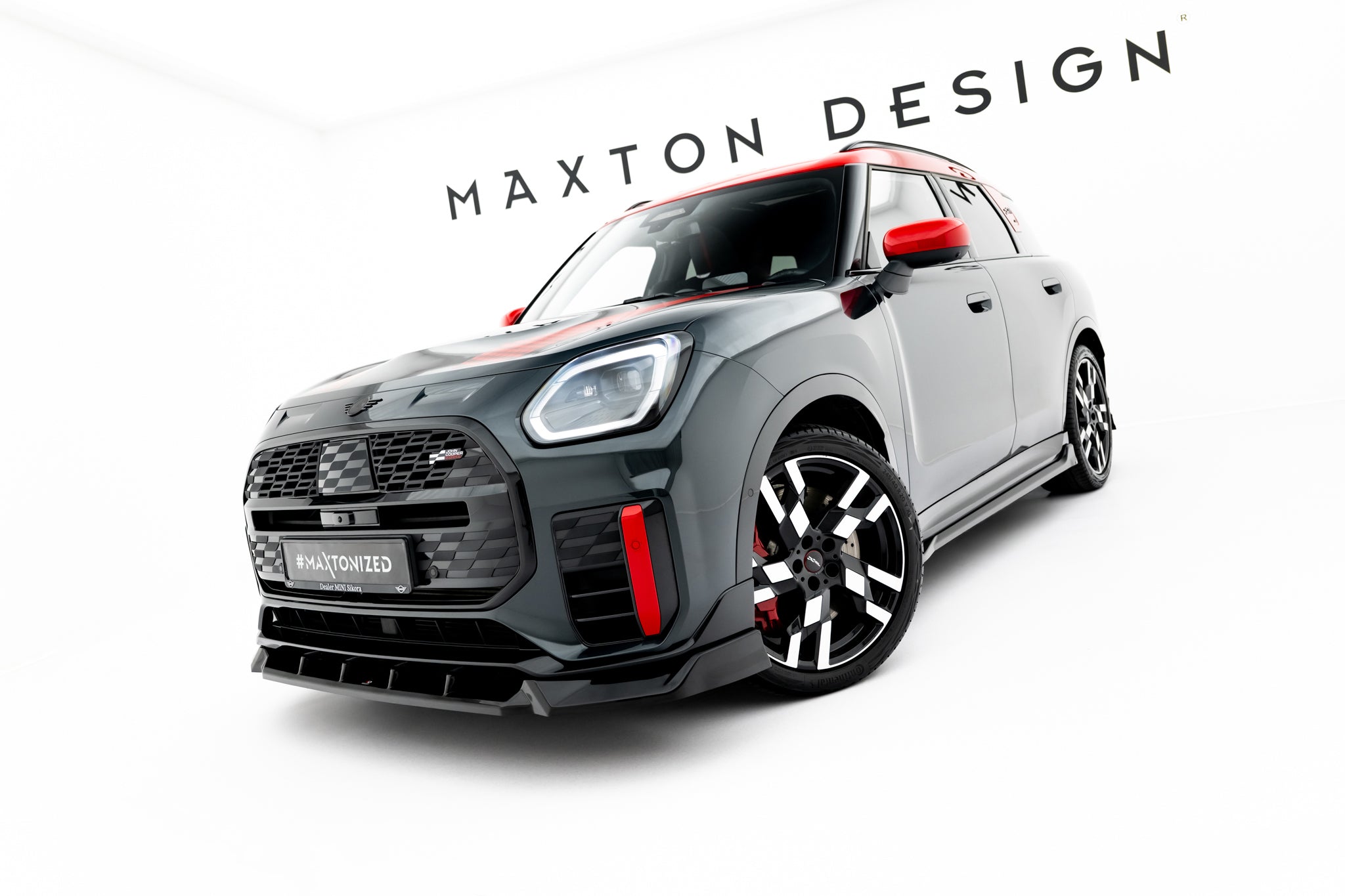 Maxton Design Street+ Spoilerlippe Front Ansatz passend für Mini Countryman JCW U25 schwarz Hochglanz