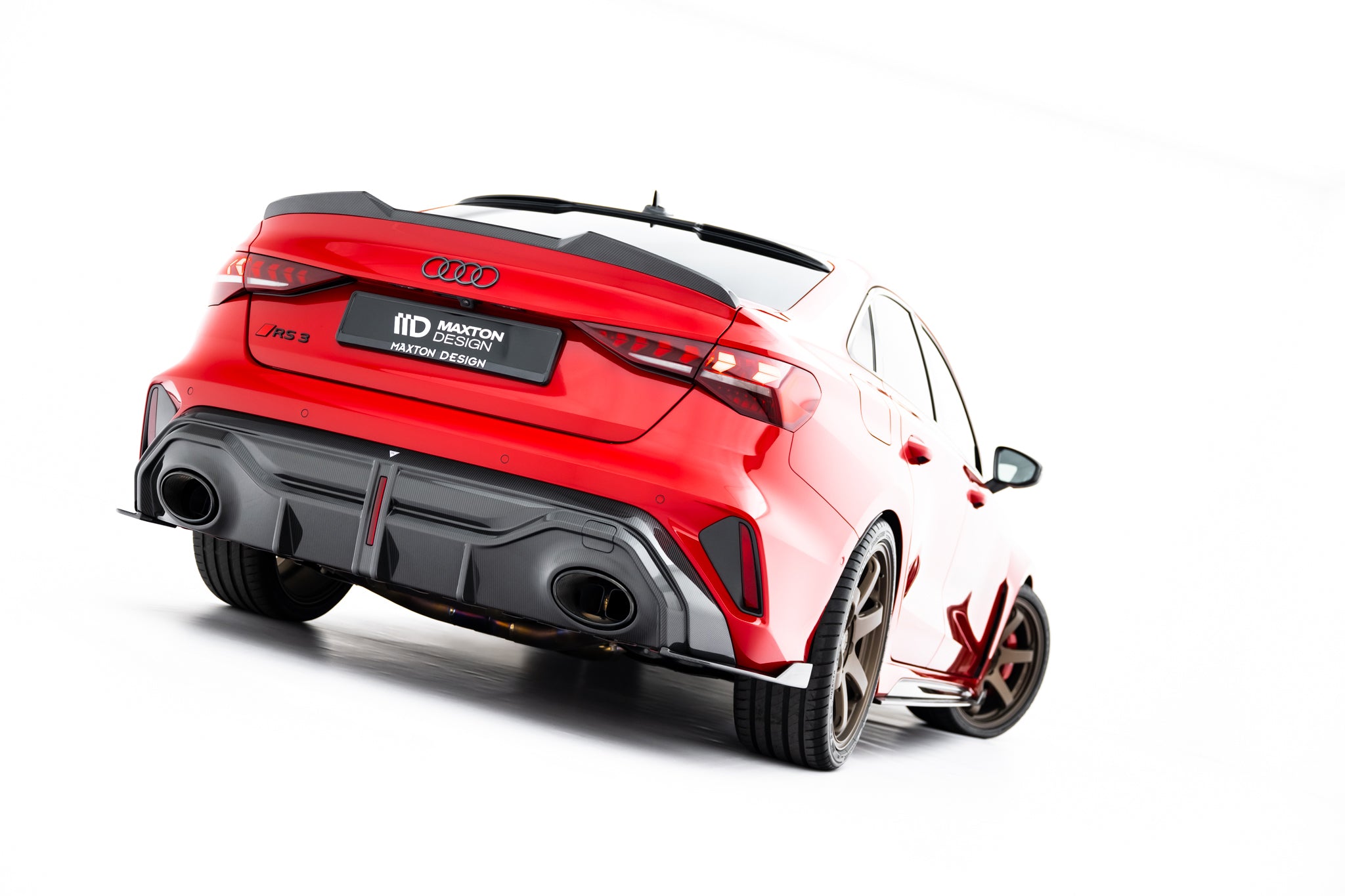 Maxton Design Prepreg Carbon Fiber Heck Ansatz Flaps Diffusor passend für Audi RS3 Limousine 8Y Facelift