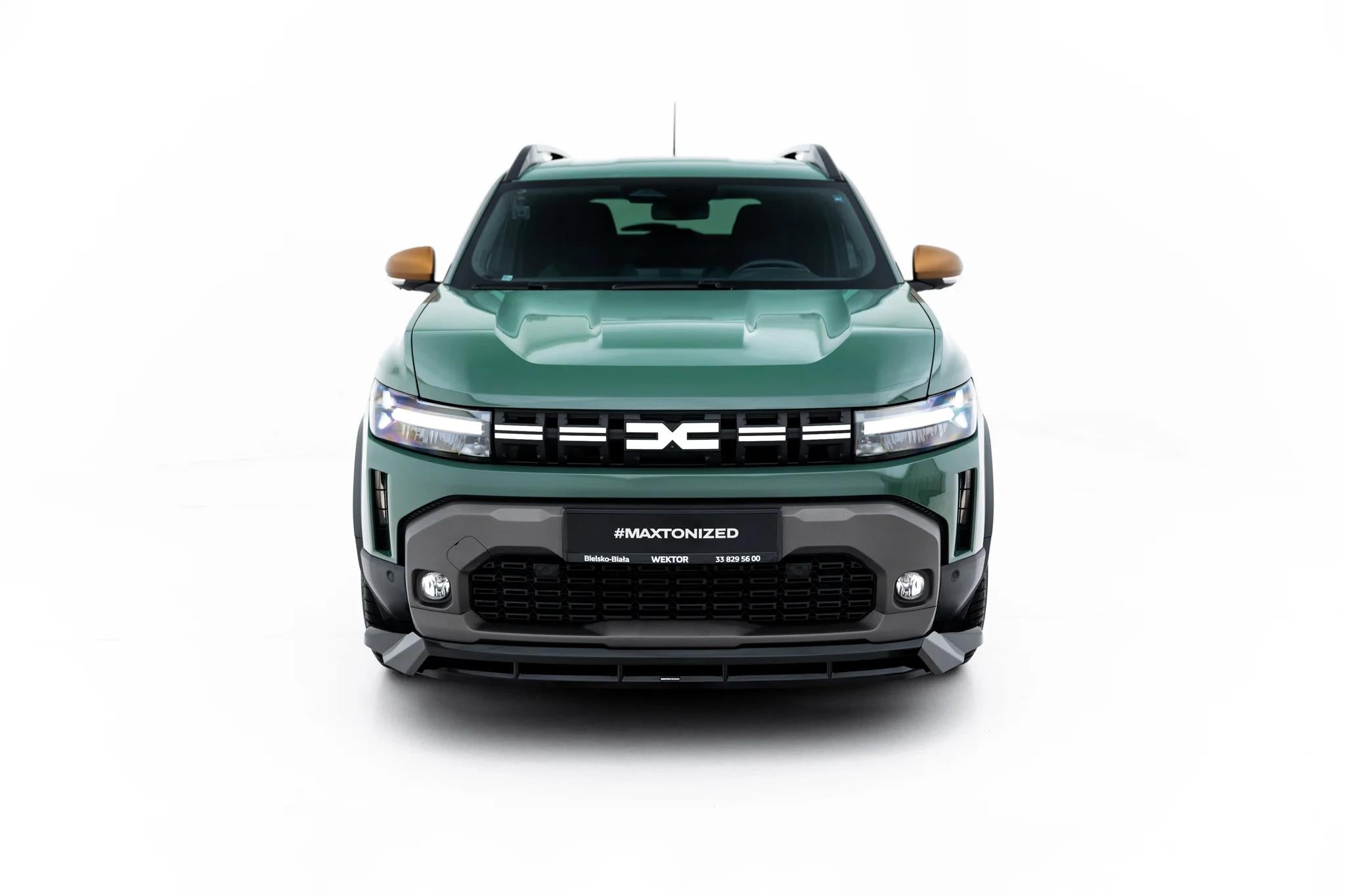 Maxton Design Street+ Spoilerlippe Front Ansatz Passend für Dacia Duster Mk3 Schwarz Hochglanz