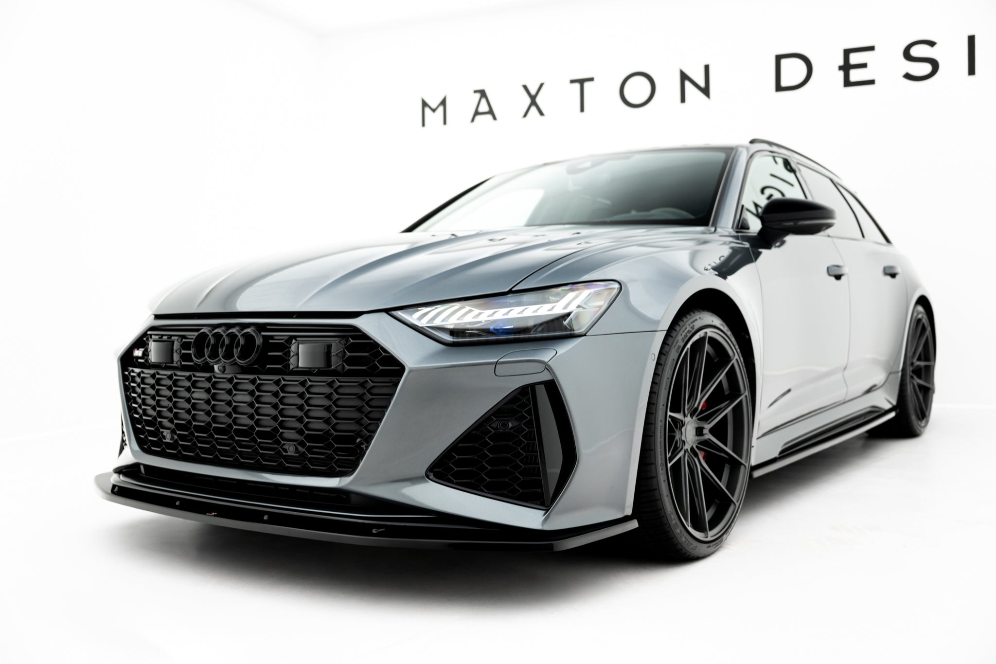Maxton Design Street+ Spoilerlippe Front Ansatz V.2 passend für Audi RS6 C8 / C8 Facelift schwarz Hochglanz