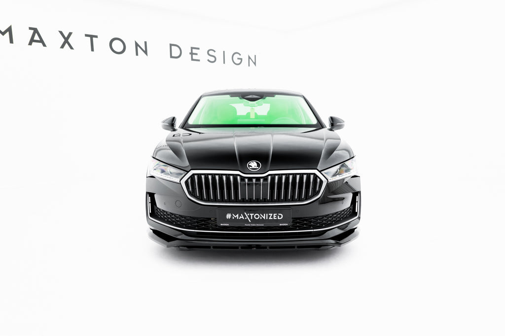 Maxton Design Street+ Spoilerlippe Front Ansatz V.1 passend für Skoda Superb Mk4 schwarz Hochglanz