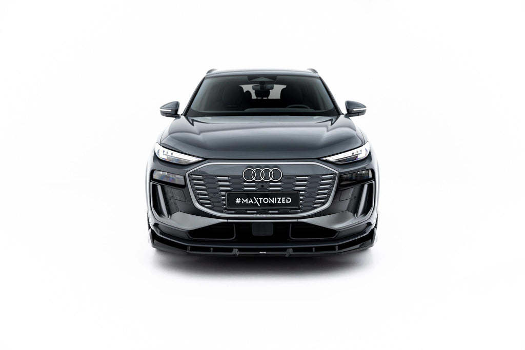 Maxton Design Street+ Spoilerlippe Front Ansatz passend für Audi Q6 e-tron Standard / S-Line / SQ6 e-tron SUV / Sportback Mk1 schwarz Hochglanz
