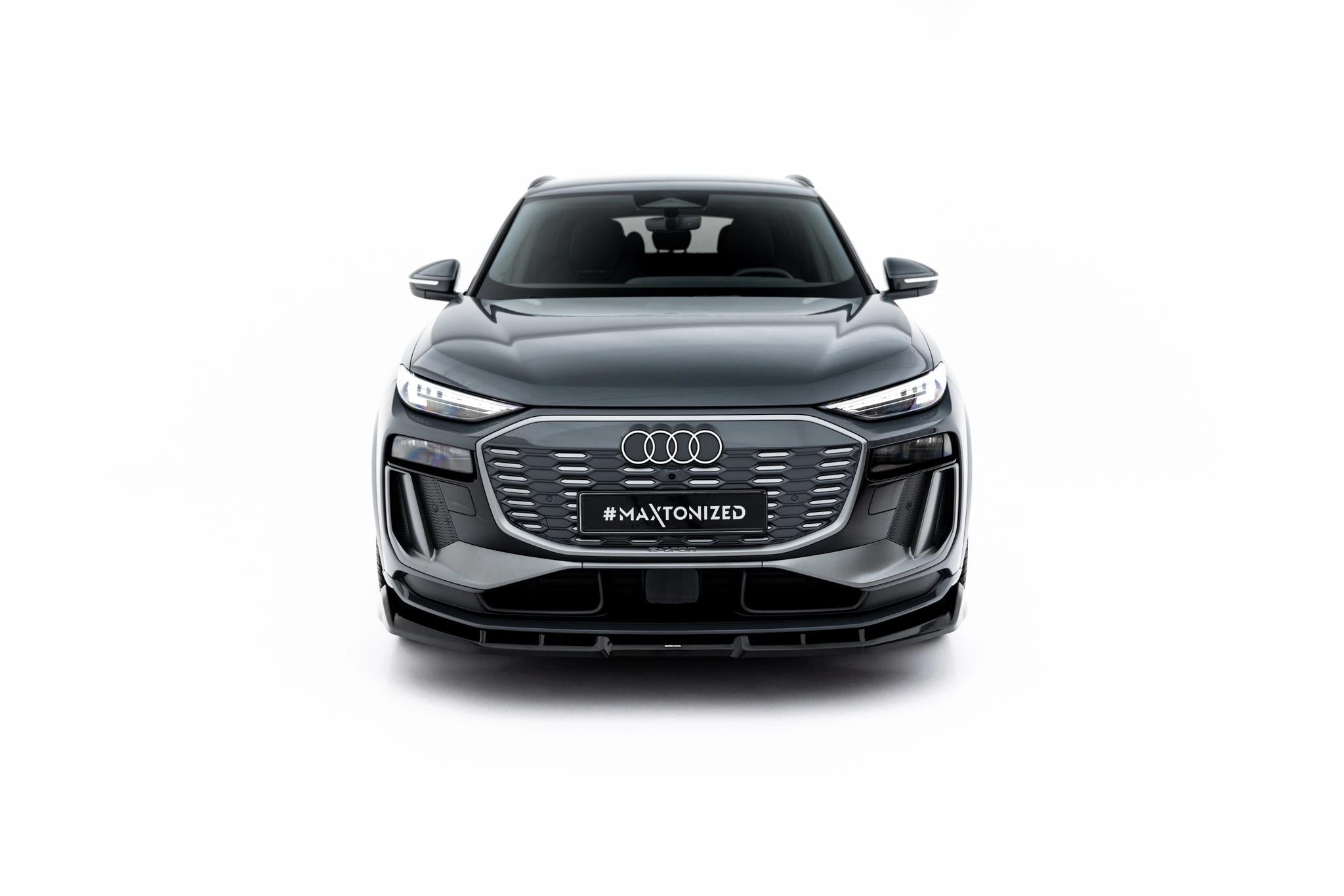 Maxton Design Street+ Spoilerlippe Front Ansatz passend für Audi Q6 e-tron Standard / S-Line / SQ6 e-tron SUV / Sportback Mk1 schwarz Hochglanz
