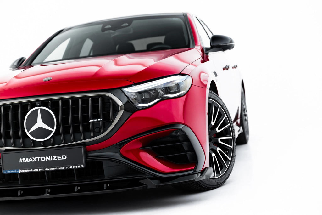 Maxton Design Street+ Spoilerlippe Front Ansatz passend für Mercedes-AMG E53 Limousine / Kombi W214 schwarz Hochglanz