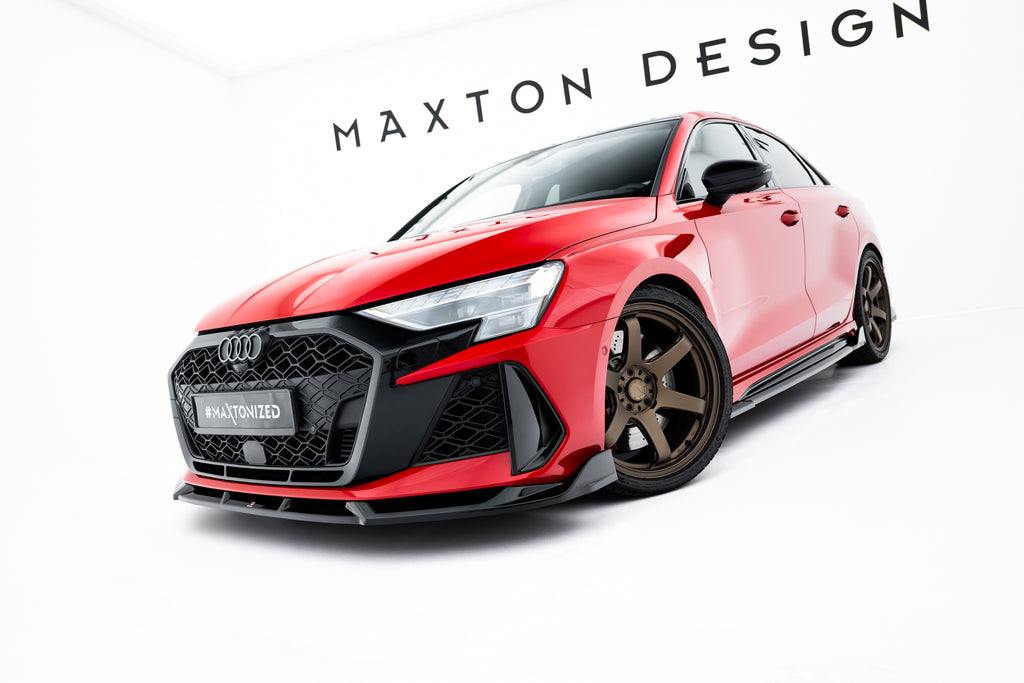 Maxton Design Street+ Spoilerlippe Front Ansatz V.3 passend für Audi RS3 Sportback 8Y Facelift schwarz Hochglanz