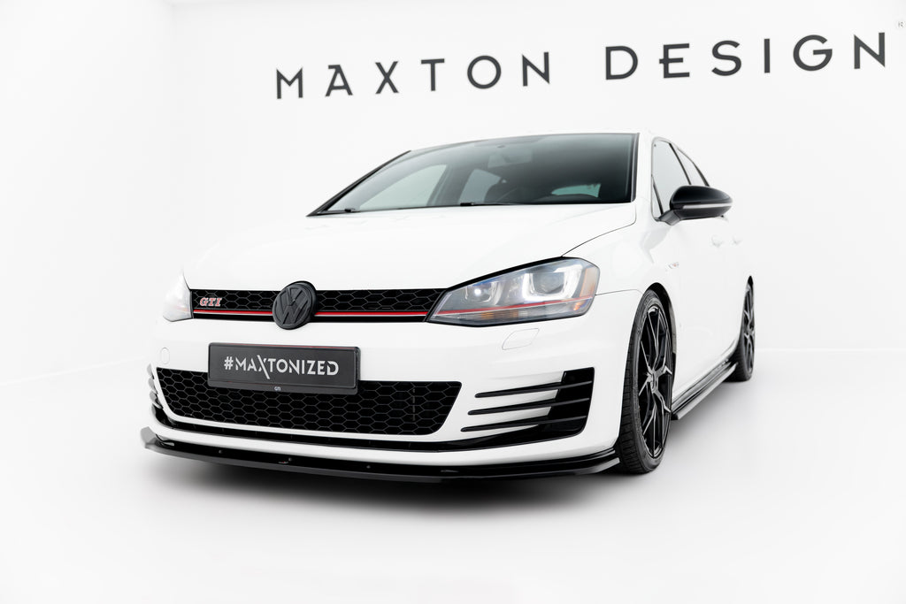 Maxton Design Street+ Spoilerlippe Front Ansatz V.1 passend für VW Golf GTI / GTD Mk7 schwarz Hochglanz