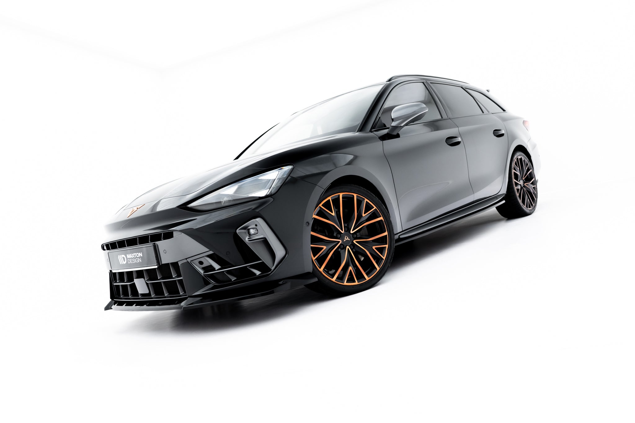 Maxton Design Street+ Spoilerlippe Front Ansatz V.2 passend für Cupra Leon ST / Hatchback Mk1 Facelift schwarz Hochglanz