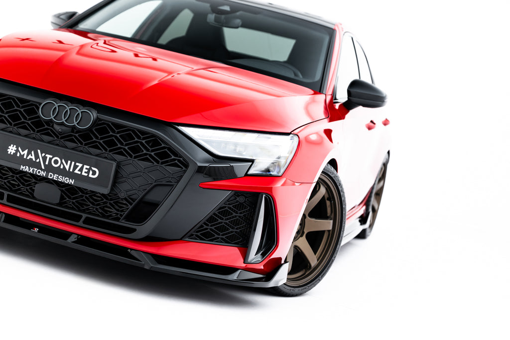 Maxton Design Street+ Spoilerlippe Front Ansatz V.3 passend für Audi RS3 Sportback 8Y Facelift schwarz Hochglanz