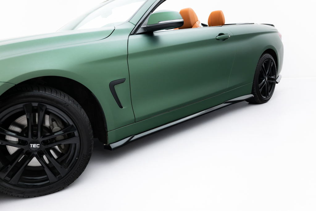 Maxton Design Street+ Seitenschweller Leisten passend für BMW 4er Cabrio / Coupe F33 / F32 schwarz Hochglanz