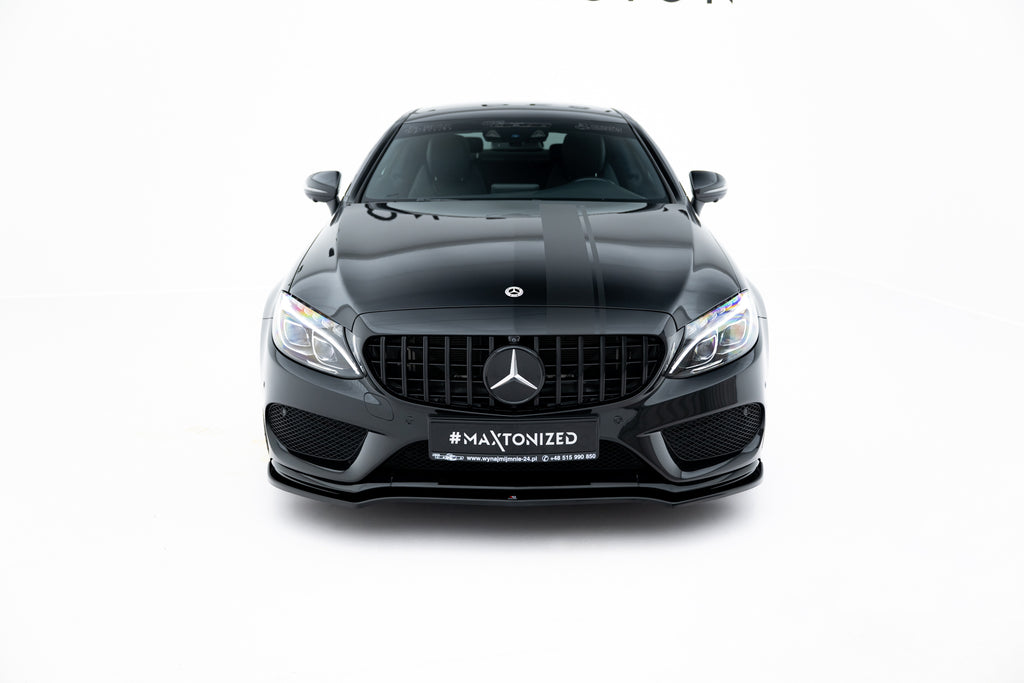 Maxton Design Street+ Spoilerlippe Front Ansatz V.1 passend für Mercedes- Benz C Coupe AMG-Line C205 schwarz Hochglanz