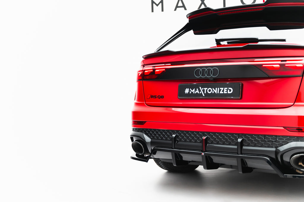 Maxton Design Street+ Mittlerer Diffusor RACE passend für Audi RSQ8 Mk1 Facelift schwarz Hochglanz