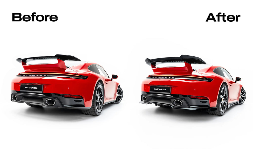 Maxton Design Street+ Mittlerer Diffusor RACE für Porsche 911 Carrera Aero 992 Facelift [2025-] | Schwarz Hochglanz | ABS-Kunststoff
