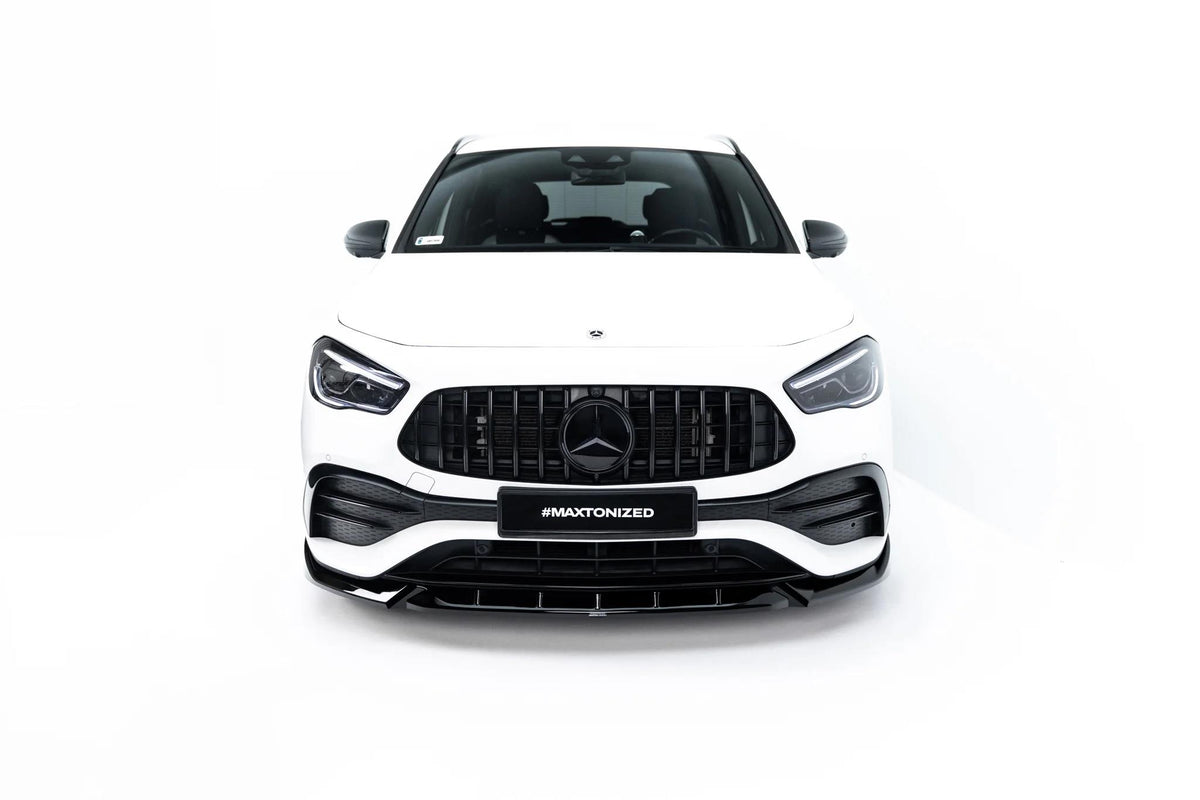 Maxton Design Street+ Spoilerlippe Front Ansatz für Mercedes-AMG GLA 35 H247 [2020-2023] | Schwarz Hochglanz | ABS-Kunststoff