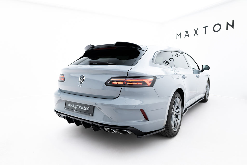 Maxton Design Spoiler CAP 3D passend für VW Arteon R-Line Shooting Brake Mk1 Facelift schwarz Hochglanz