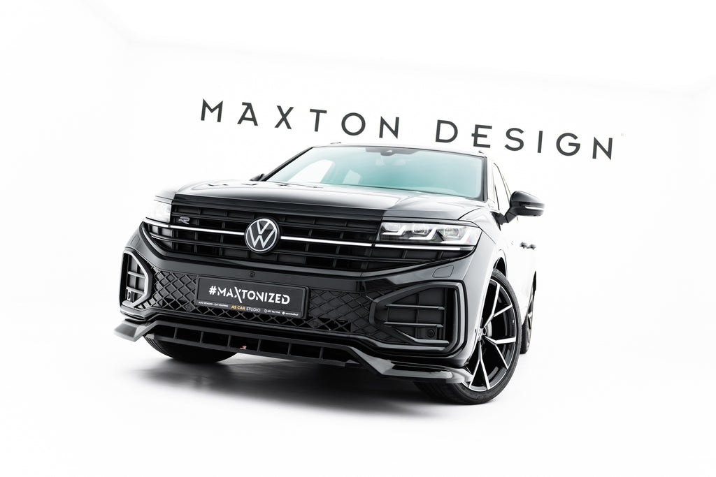 Maxton Design Street+ Spoilerlippe Front Ansatz passend für VW Touareg R-Line Mk3 Facelift schwarz Hochglanz