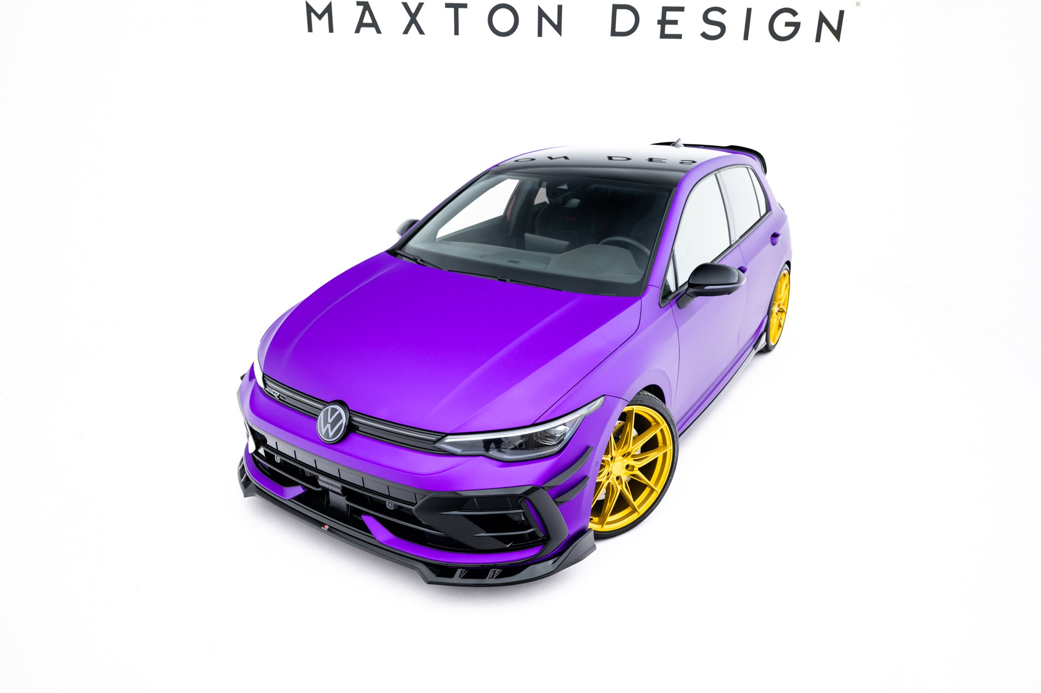 Maxton Design Street+ Spoilerlippe Front Ansatz V.1 passend für VW Golf R Variant Mk8 Facelift schwarz Hochglanz