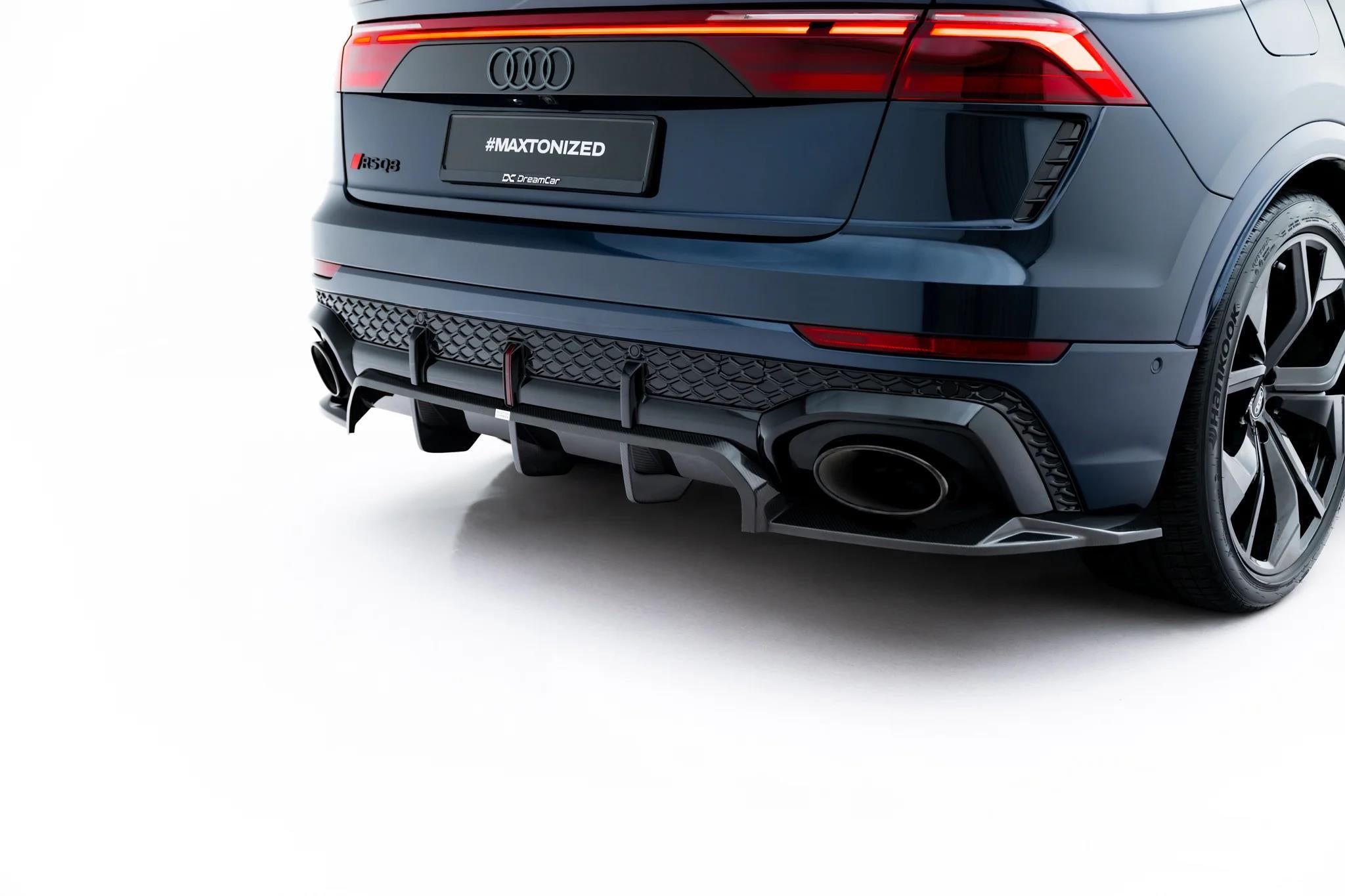 Maxton Design Prepreg Carbon Fiber Rear Splitter (mit einem vertikalem balken) Audi RSQ8 Mk1 Facelift für Audi Q8