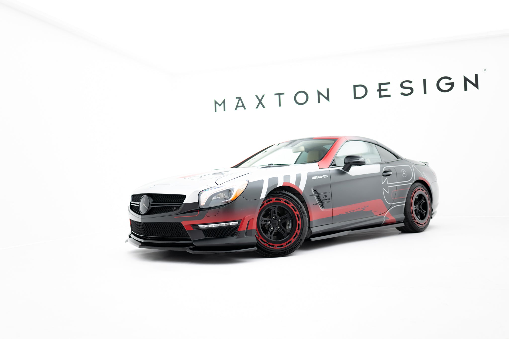 Maxton Design Street+ Spoilerlippe Front Ansatz V.2 passend für Mercedes-Benz SL 63 AMG R231 schwarz Hochglanz
