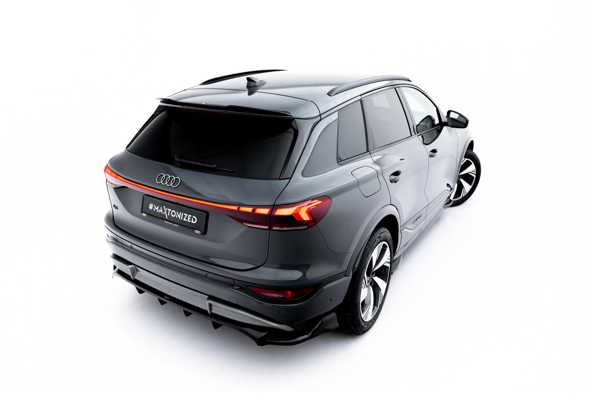 Maxton Design Spoiler CAP passend für Audi Q6 e-tron Standard / S-Line / SQ6 e-tron SUV Mk1 schwarz Hochglanz