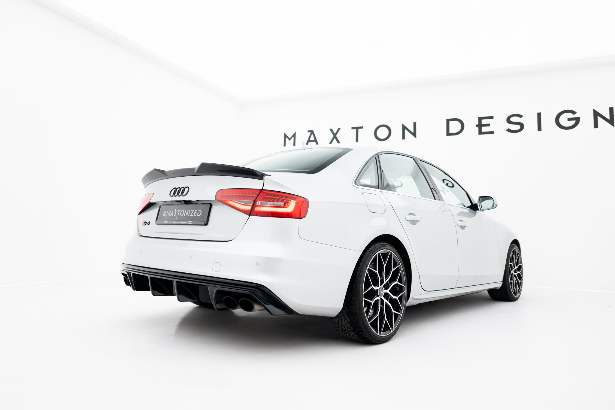 Maxton Design Spoiler CAP 3D passend für Audi S4 Limousine B8 Facelift schwarz Hochglanz