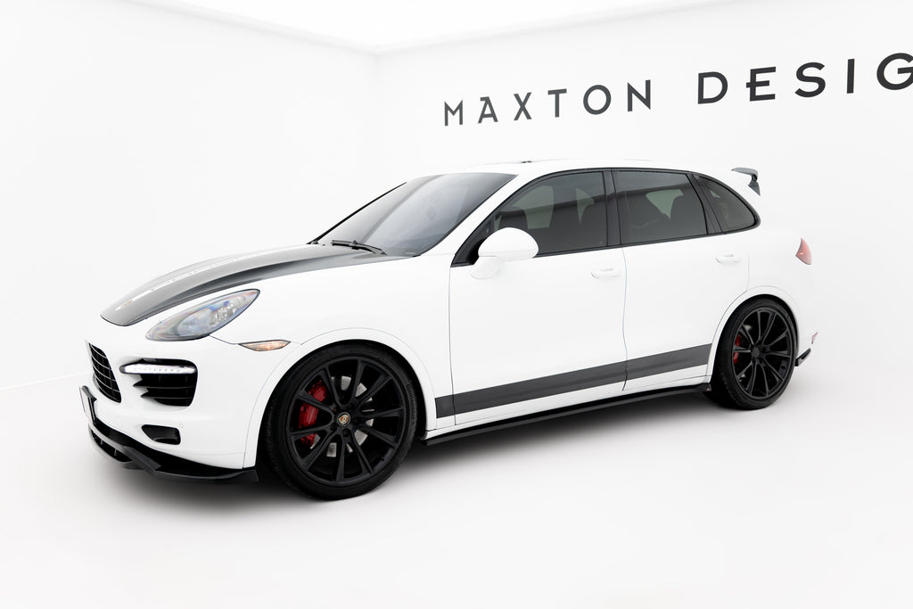 Maxton Design Street+ Seitenschweller Leisten passend für Porsche Cayenne Turbo / Standard Mk2 schwarz Hochglanz