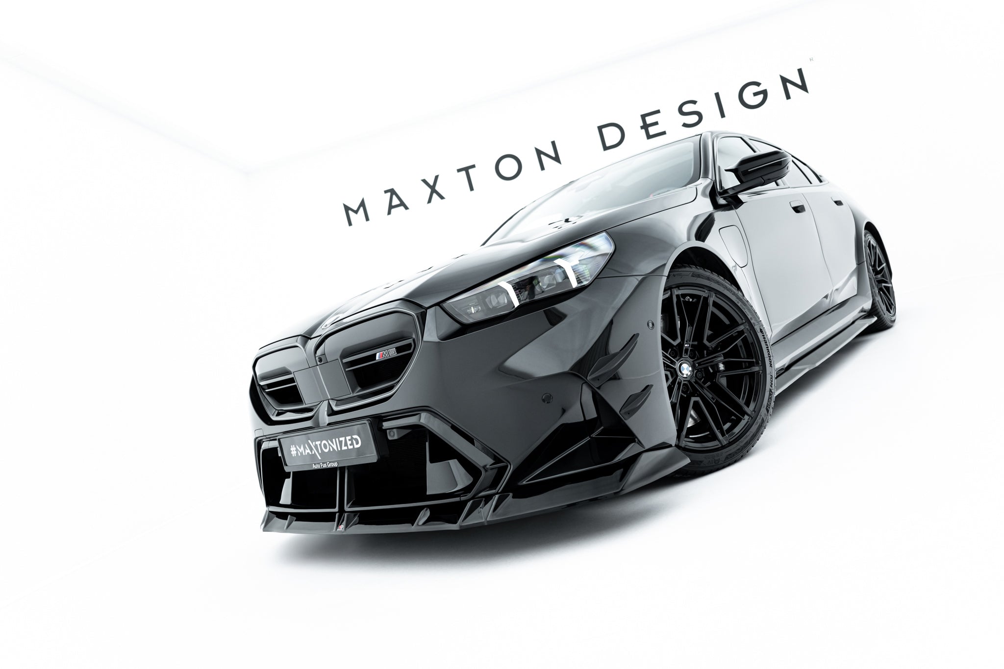 Maxton Design Street+ Spoilerlippe Front Ansatz V.1 passend für BMW M5 Limousine / Touring G90 schwarz Hochglanz