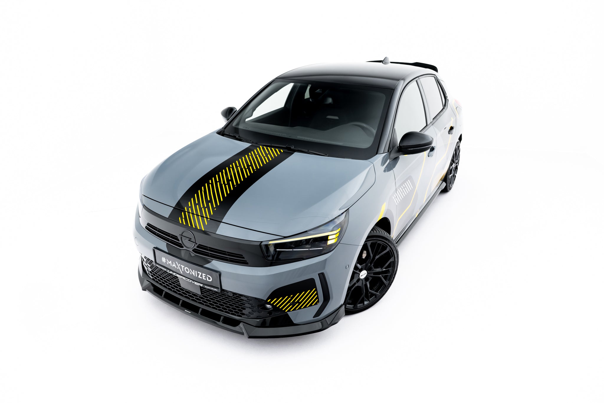 Maxton Design Street+ Spoilerlippe Front Ansatz passend für Opel Corsa F Facelift (Mk6 Facelift) schwarz Hochglanz