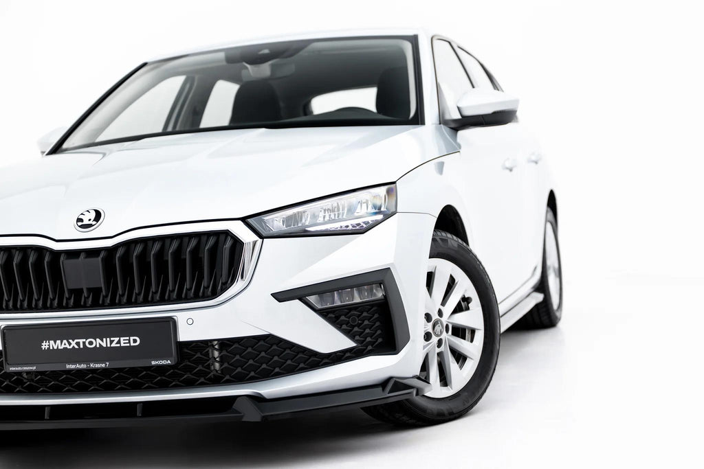 Maxton Design Street+ Spoilerlippe Front Ansatz Passend für Skoda Scala Mk1 Facelift Schwarz Hochglanz