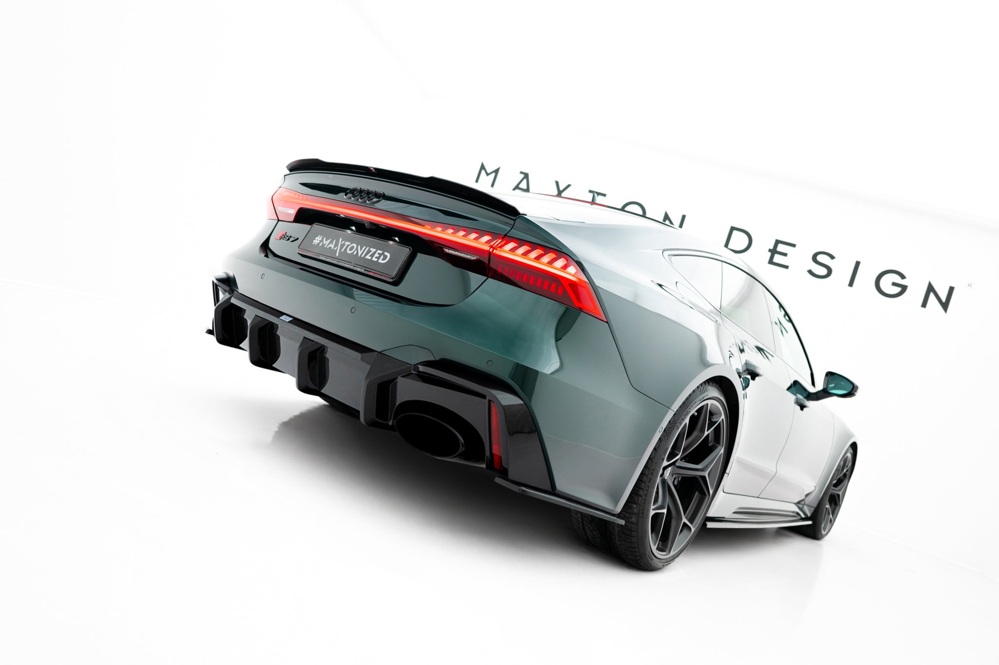 Maxton Design Prepreg Carbon Fiber Heck Ansatz Flaps Diffusor passend für Audi RS7 C8