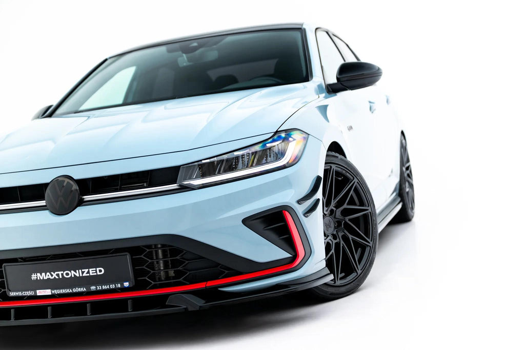 Maxton Design Street+ Spoilerlippe Front Ansatz V.1 passend für VW Jetta GLI Mk7 Facelift 2 schwarz Hochglanz