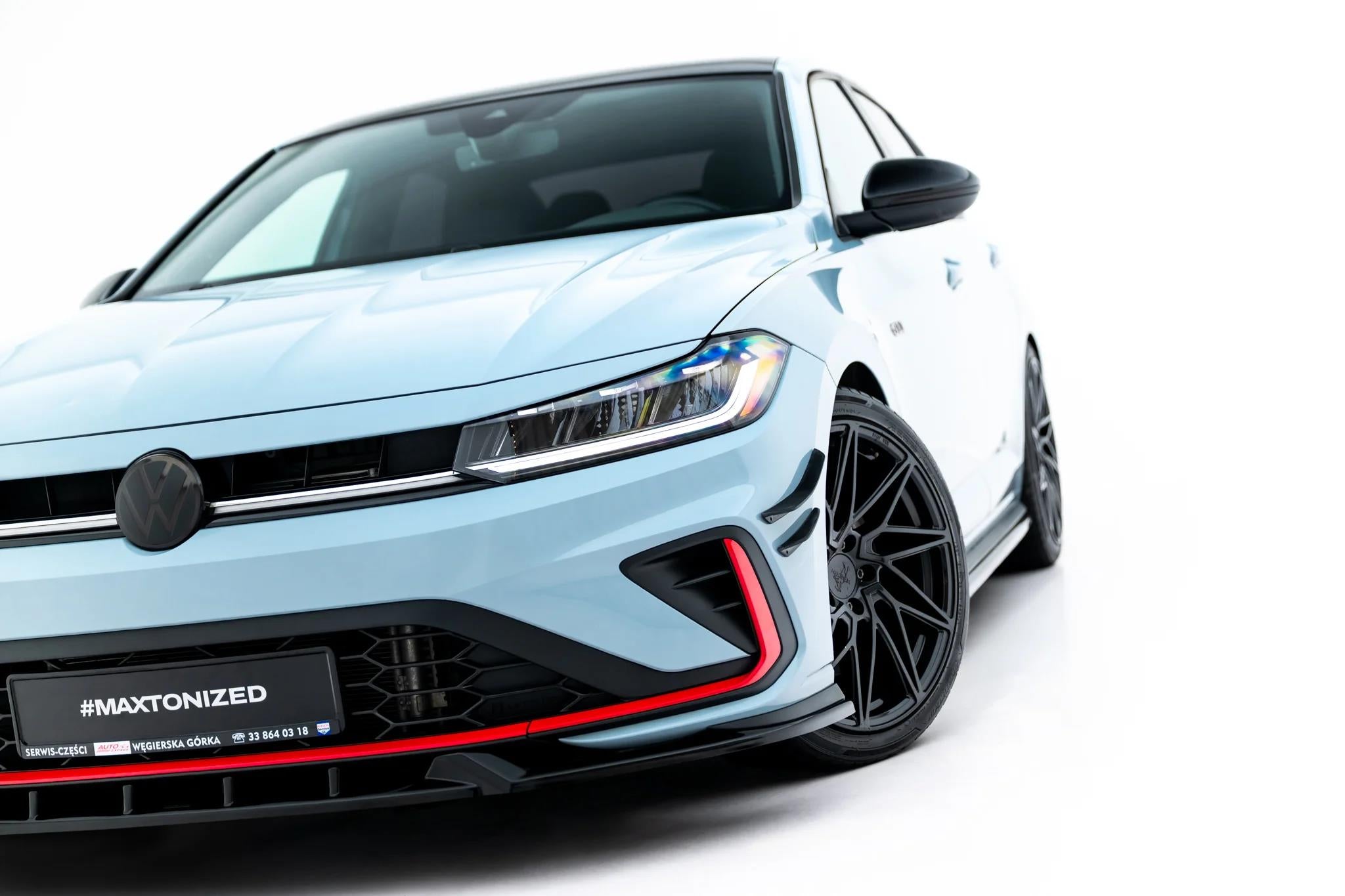 Maxton Design Street+ Spoilerlippe Front Ansatz V.1 passend für VW Jetta GLI Mk7 Facelift 2 schwarz Hochglanz