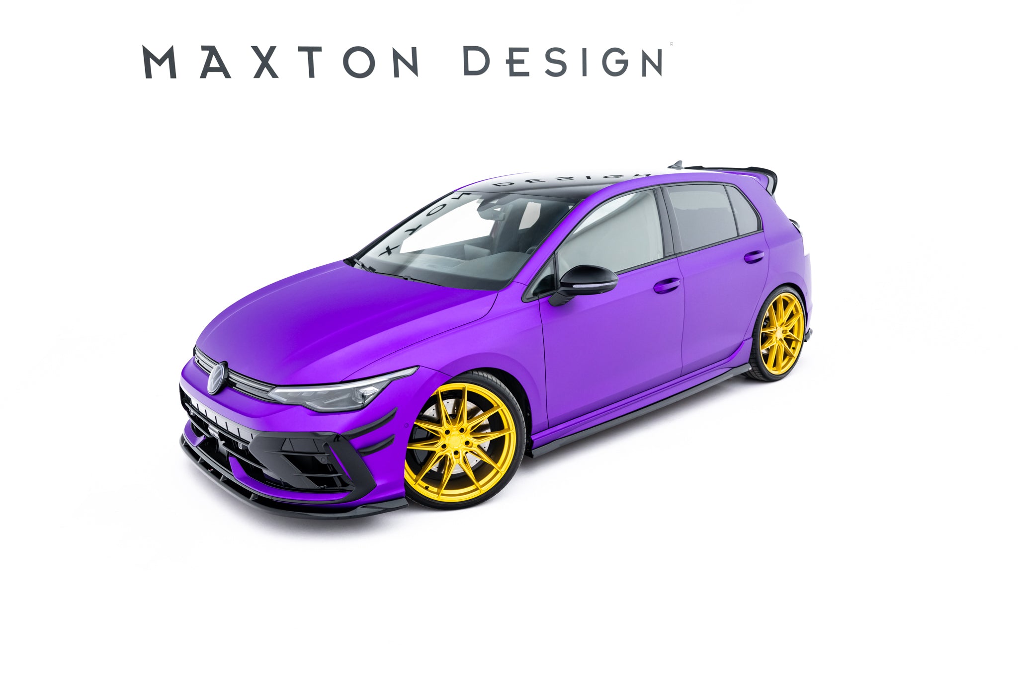 Maxton Design Street+ Seitenschweller Leisten passend für V.5 VW Golf R Hatchback Mk8 / Mk8 Facelift schwarz Hochglanz