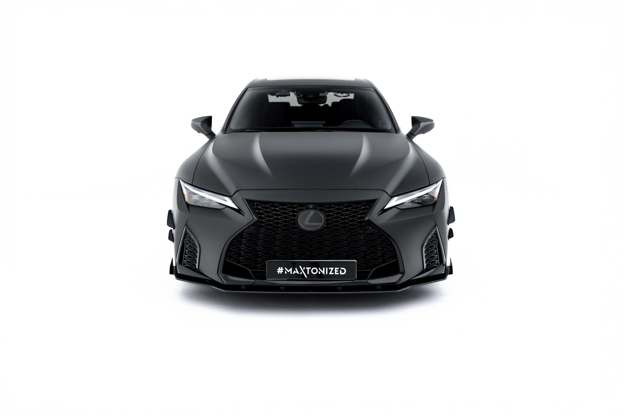 Maxton Design Street Pro Street+ Spoilerlippe Front Ansatz + Flaps passend für Lexus IS 500 Mk3 Facelift 2 (XE30) schwarz Hochglanz